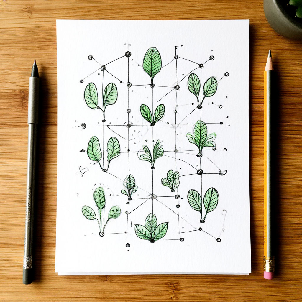 Hand-drawn sprouts game board